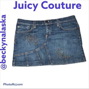 Juicy Couture Jeans denim mini skirt sz 29 bling